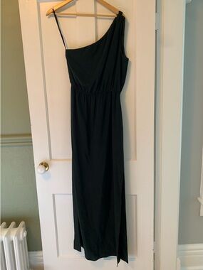 Club Monaco Dark Green One-Shoulder Maxi Dress